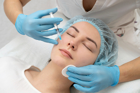 A woman undergoing dermal fillers treatment in guntur